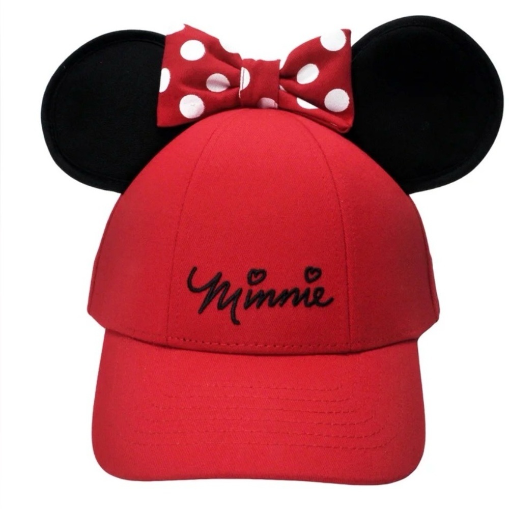 Disney Red Cap with Black Minnie Mouse one size all Adjustable Strap